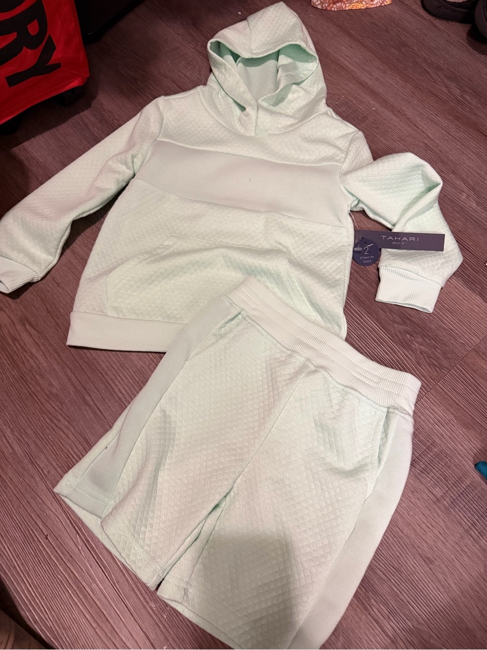 Tahari Kids Mint Hooded Pajama Set - Cozy Hoodie & Shorts- 4T- nwt